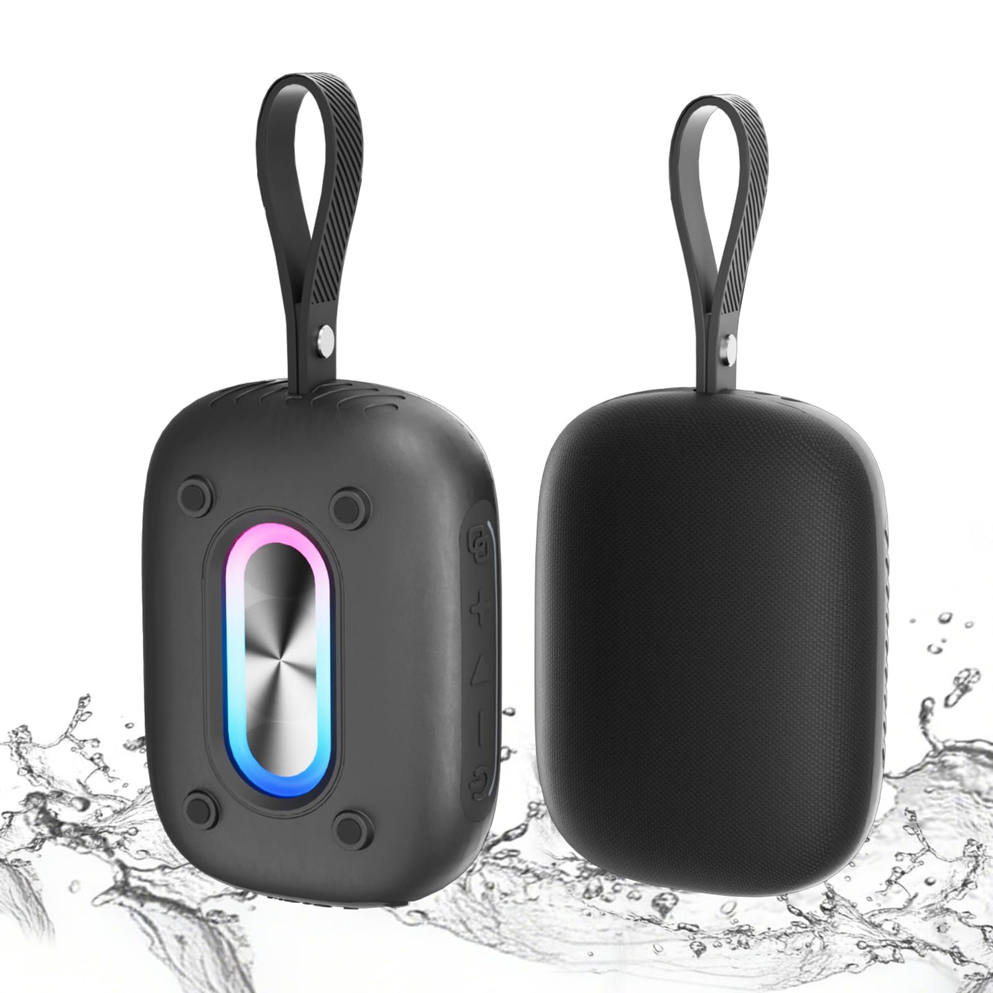 IPX7 Waterproof Bluetooth 5.3 Speaker — Portable HD Sound for Shower, Pool, Beach & Kayaking, Black